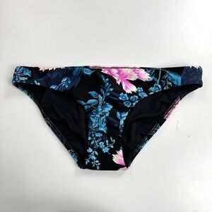 Seafolly Australia Women’s Sz 10 Black Navy Pink Floral Bikini Bottoms Swimsuit
